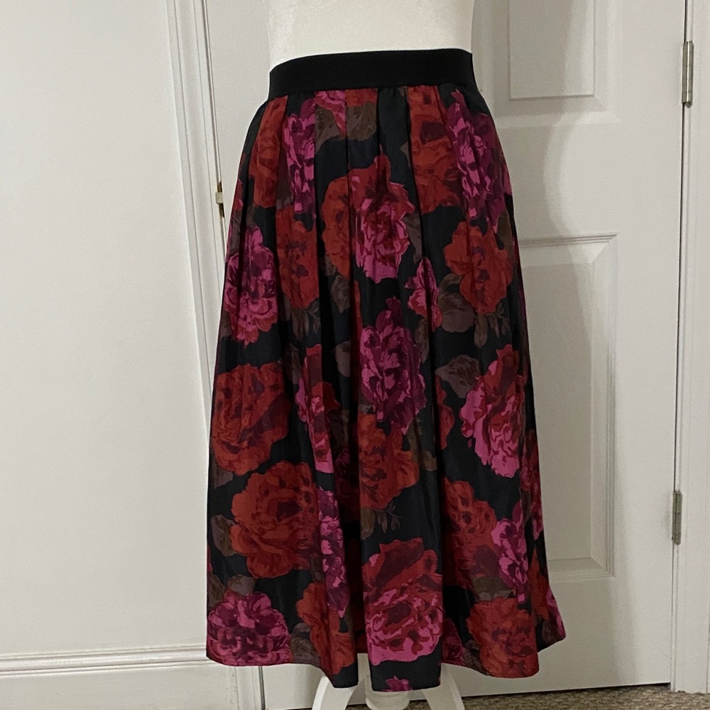 Joan Rivers Elegant Black Floral Midi Party Skirt